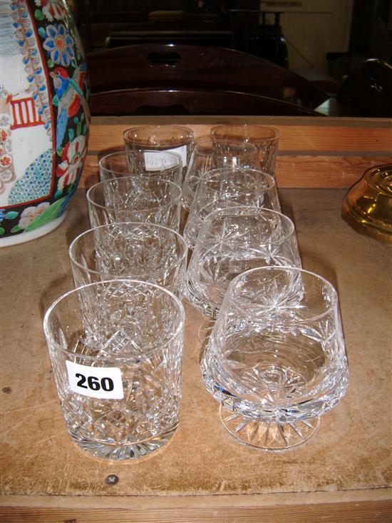 Set of 6 Waterford Whiskey tumblers and 4 brandy glasses